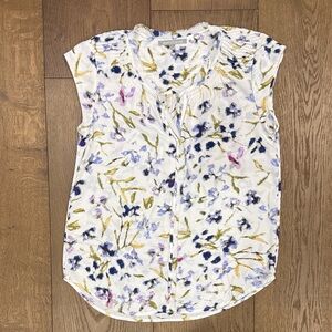 Daniel Rainn Cream and Blue Floral Blouse